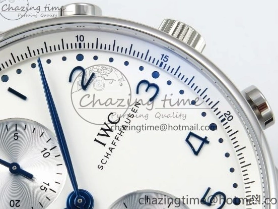 MIROTIME 0412 Casual Portuguese Chrono IW3716 Z+F 1:1 Best Edition White Dial on Blue Rubber Strap A 7016